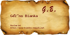 Güns Bianka névjegykártya